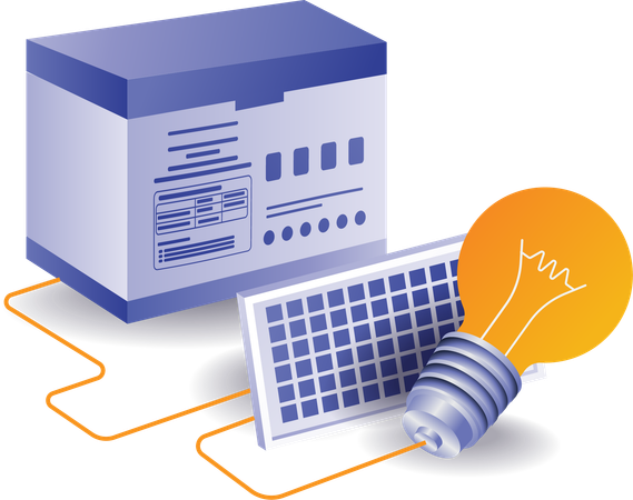 Large solar panel electrical energy storage battery  Illustration