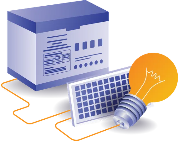 Large solar panel electrical energy storage battery  Illustration