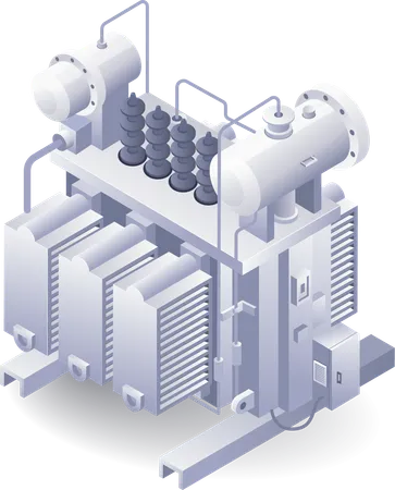 Large Transformer Electric Distribution Flat  Illustration