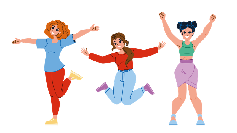 Las chicas estan bailando  Ilustración