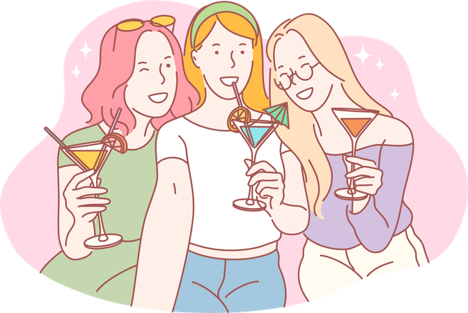 Las chicas están de fiesta juntas  Ilustración