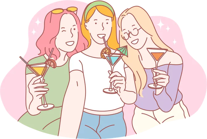 Las chicas están de fiesta juntas  Ilustración