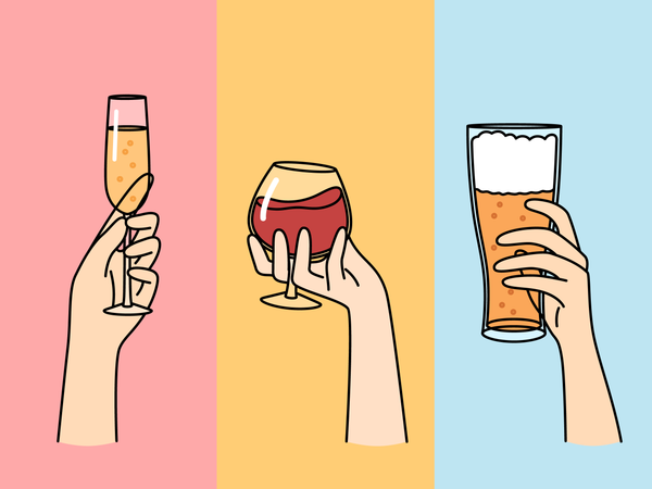 Las chicas disfrutan de una bebida alcohólica en la fiesta.  Ilustración