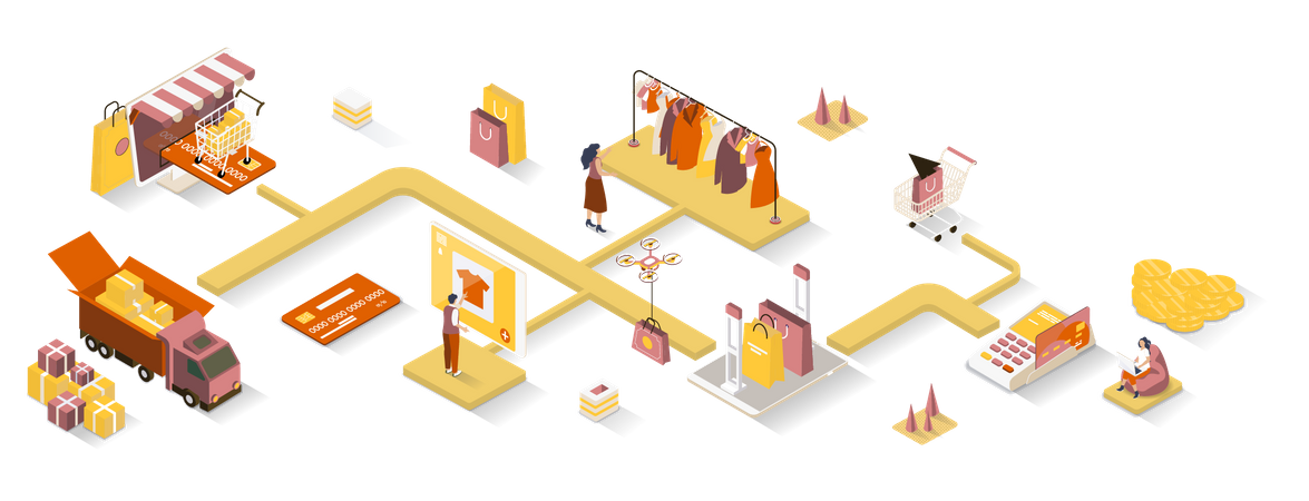 Las compras en línea  Ilustración