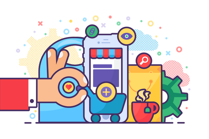 Las compras en línea  Ilustración