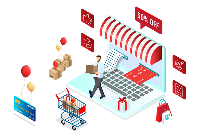 Las compras en línea  Ilustración