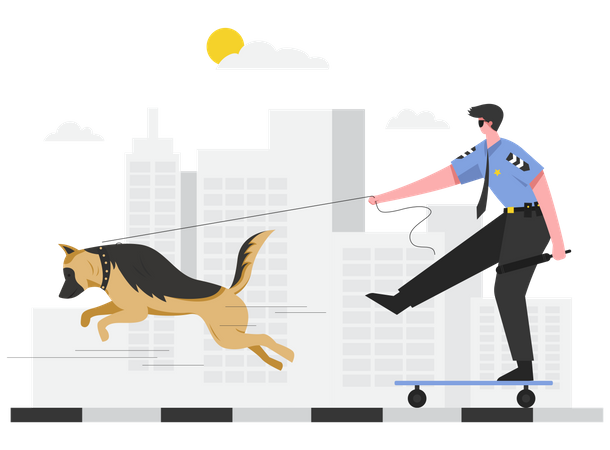 Se emiten misiones de perros policía para realizar diversas tareas.  Ilustración