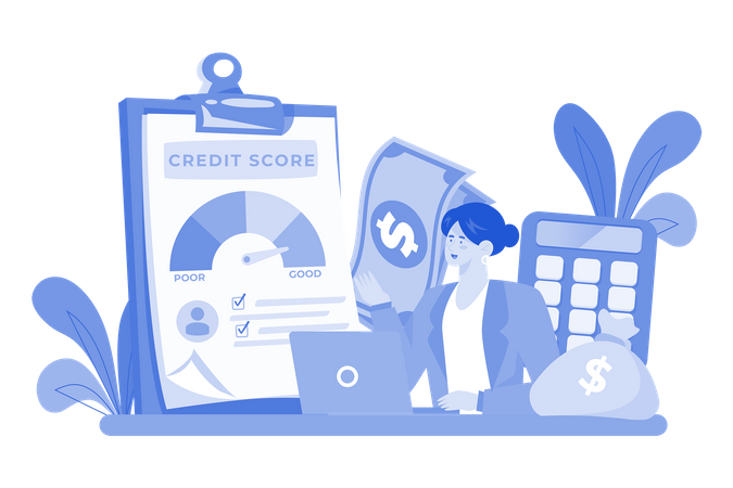 Las puntuaciones de crédito determinan la solvencia de los prestatarios frente a los prestamistas  Ilustración