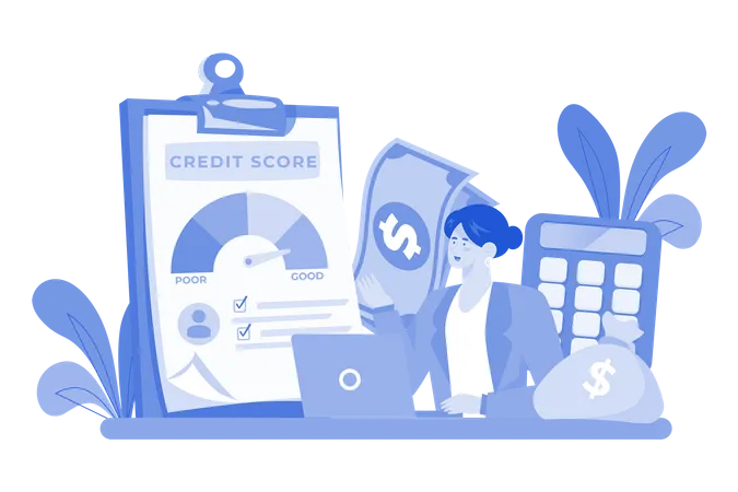 Las puntuaciones de crédito determinan la solvencia de los prestatarios frente a los prestamistas  Ilustración