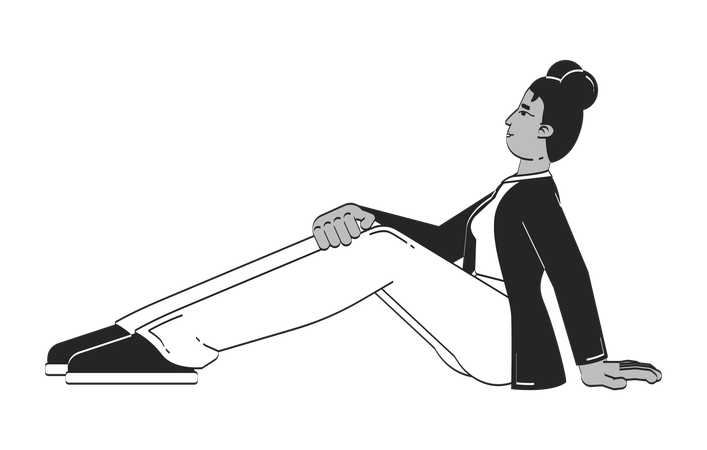 Lässige schwarze Mitarbeiterin sitzt  Illustration
