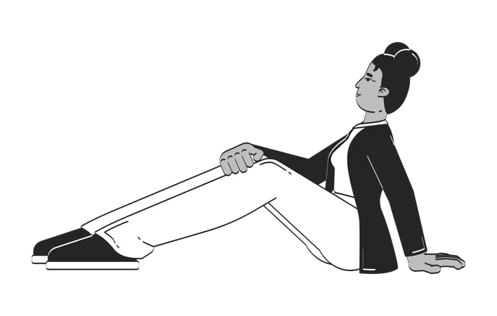Lässige schwarze Mitarbeiterin sitzt  Illustration