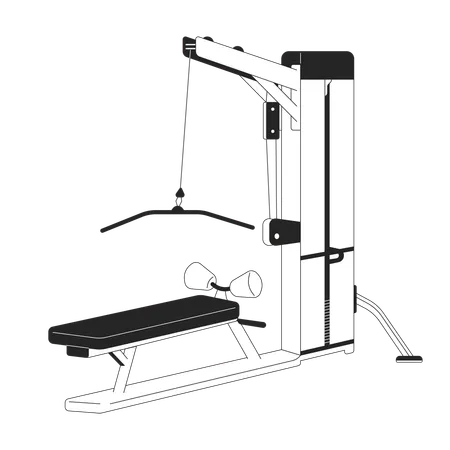 Lat Pulldown Machine Flat Monochrome Isolated Vector Object Sports Gym Equipment Pull Down Weight Machine Editable Black And White Line Art Drawing Simple Outline Spot Illustration For Web Design Illustration