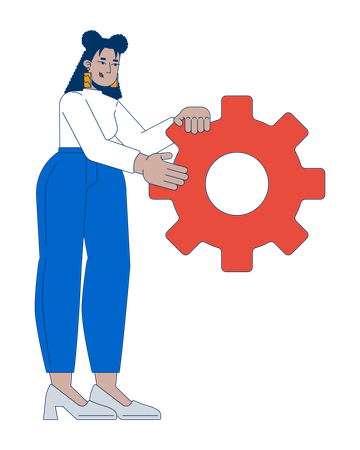 Latin american businesswoman holding gear  Illustration