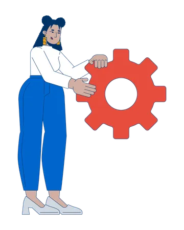 Latin american businesswoman holding gear  Illustration