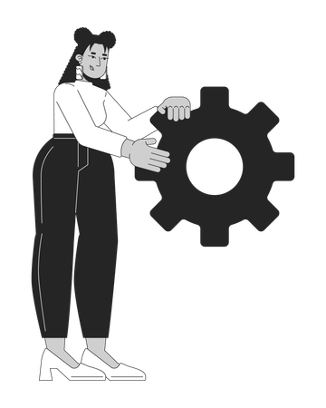 Latin american businesswoman holding gear  Illustration