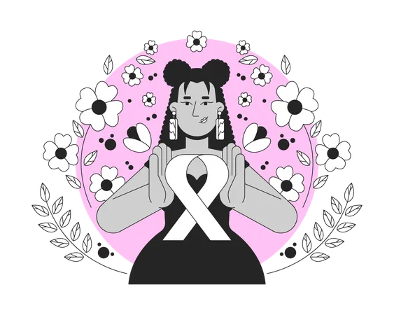 Latin american feminist promoting breast cancer awareness  Illustration