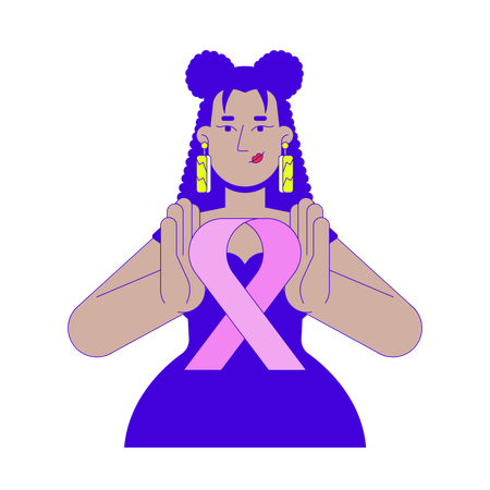 Latin american feminist promoting breast cancer awareness  Illustration