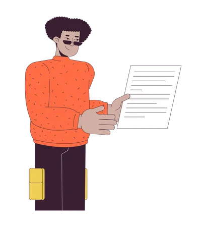 Latin american man holding paper  Illustration