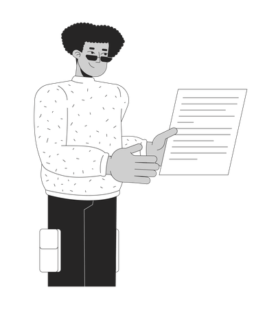 Latin american man holding paper  Illustration