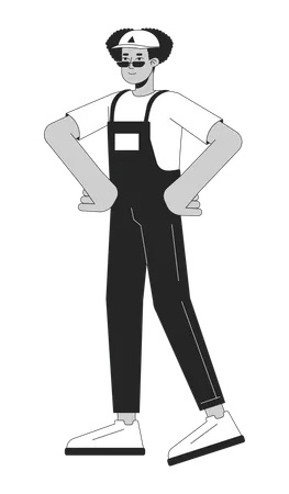 Confident Standing Delivery Man Hispanic Black And White 2 D Line Cartoon Character Latinamerican Male Professional Packer Isolated Vector Outline Person Moving Monochromatic Flat Spot Illustration Illustration