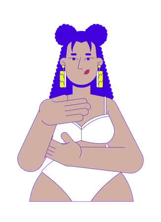 Latin american woman in bikini examining herself  Illustration