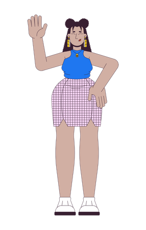 Latina female with overweight raising hand  Illustration