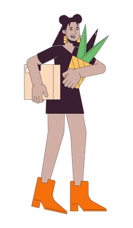 Latina girl happy quitting job  Illustration