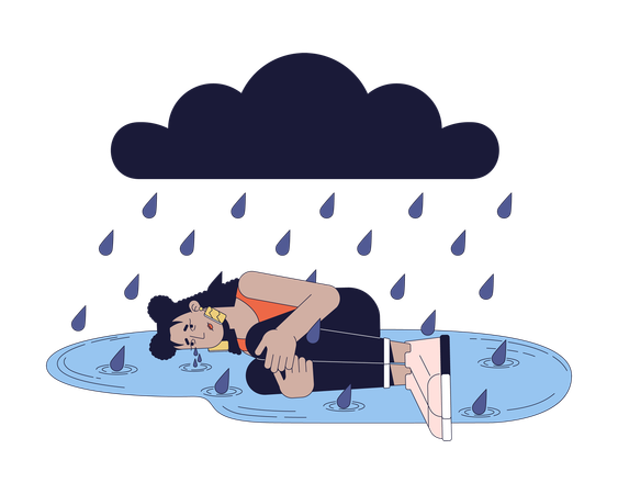 Latina woman depressed crying  イラスト