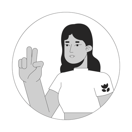 Latina young with two fingers up  Illustration