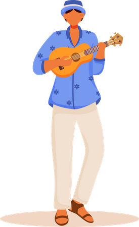 Homme latino en chemise et pantalon bleus  Illustration