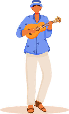 Latino man in blue shirt and pants  Illustration
