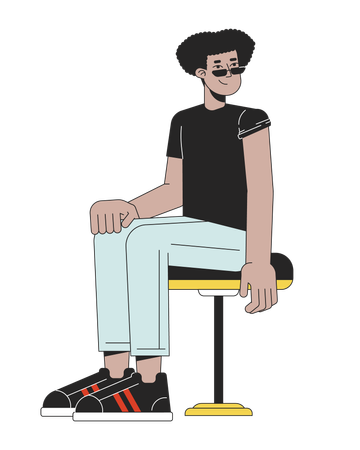 Latino sunglasses man sitting ready for vaccine  Illustration