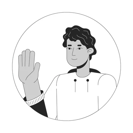 Latino young man saying hello  Illustration