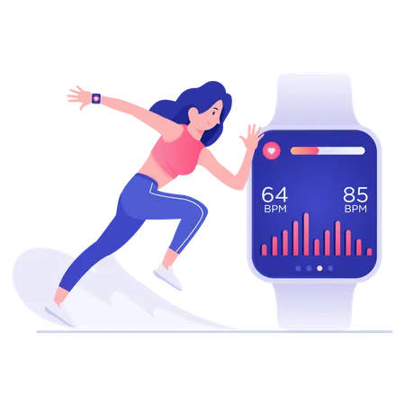 Läuferin trägt Smartwatch  Illustration