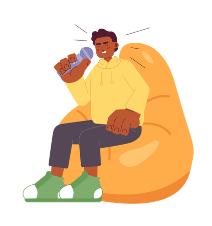 Laughing african american man beanbag chair  Illustration