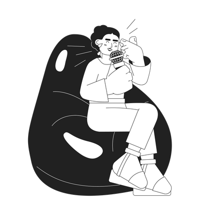 Laughing african american man beanbag chair  イラスト