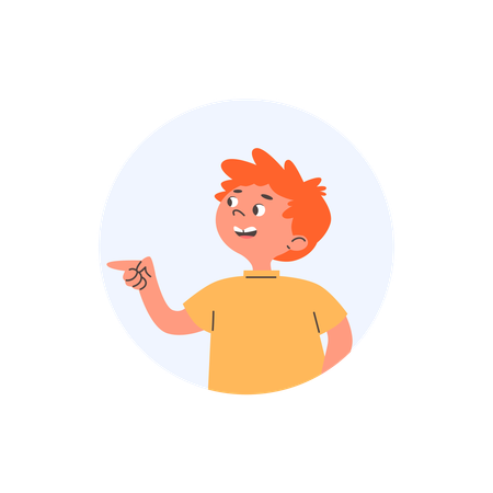 Laughing and pointing finger child boy  Illustration