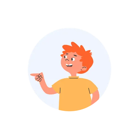 Laughing and pointing finger child boy  Illustration
