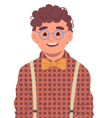 Laughing boy nerd student wearing eyeglasses  Illustration