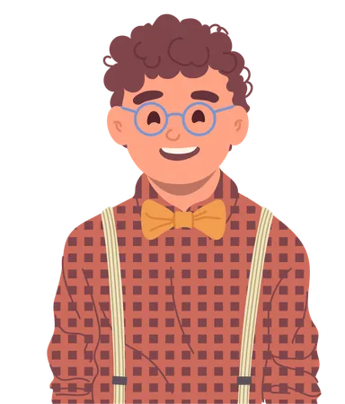 Laughing boy nerd student wearing eyeglasses  Illustration