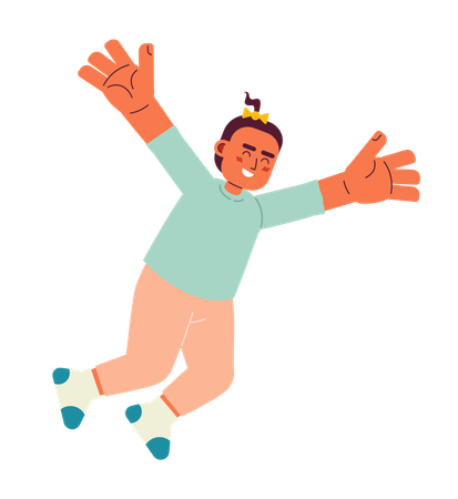 Laughing excited toddler girl in air  イラスト