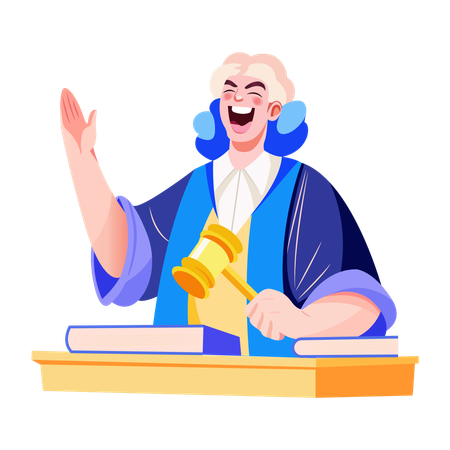 Laughing judge character  Illustration