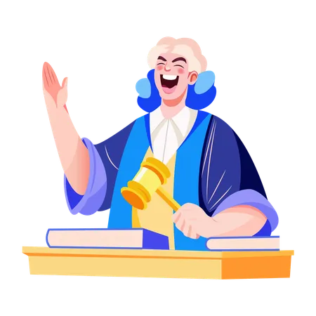 Laughing judge character  Illustration