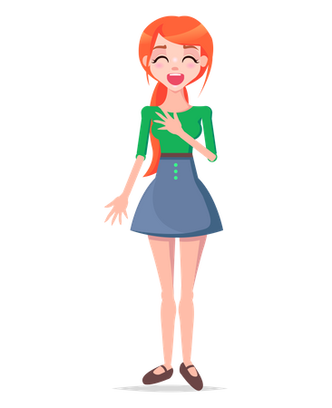Laughing Young Female  Illustration