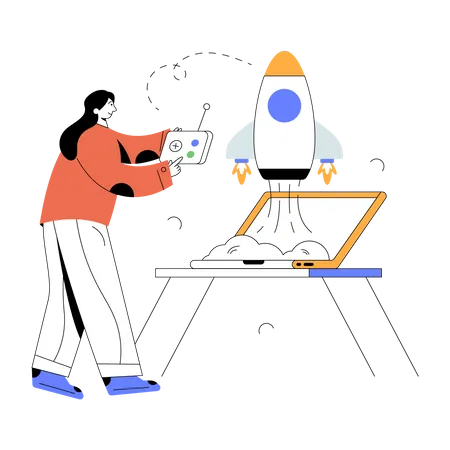 A Flat Illustration Design Of Launch Illustration