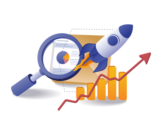 Launch of the business analysis seo rocket Illustration