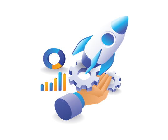 Launching a new business product rocket strartup  Illustration