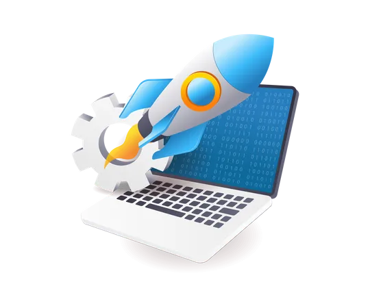 Launching a new product rocket  Illustration