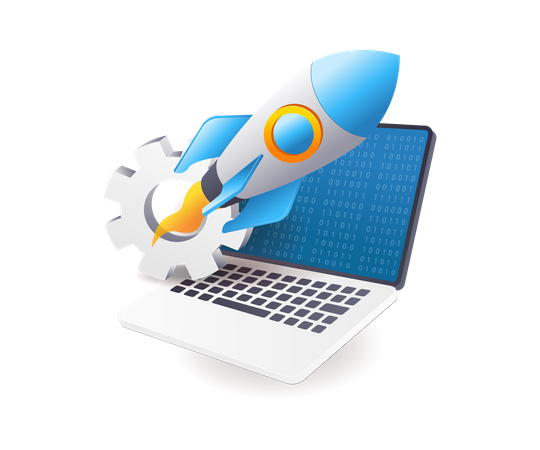 Launching a new product rocket  Illustration