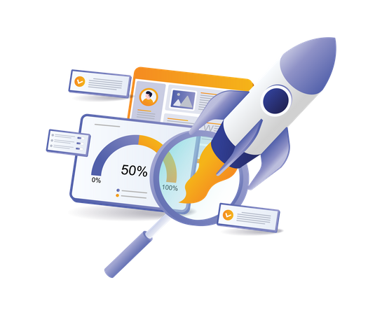 Launching a rocket for a startup business  Illustration